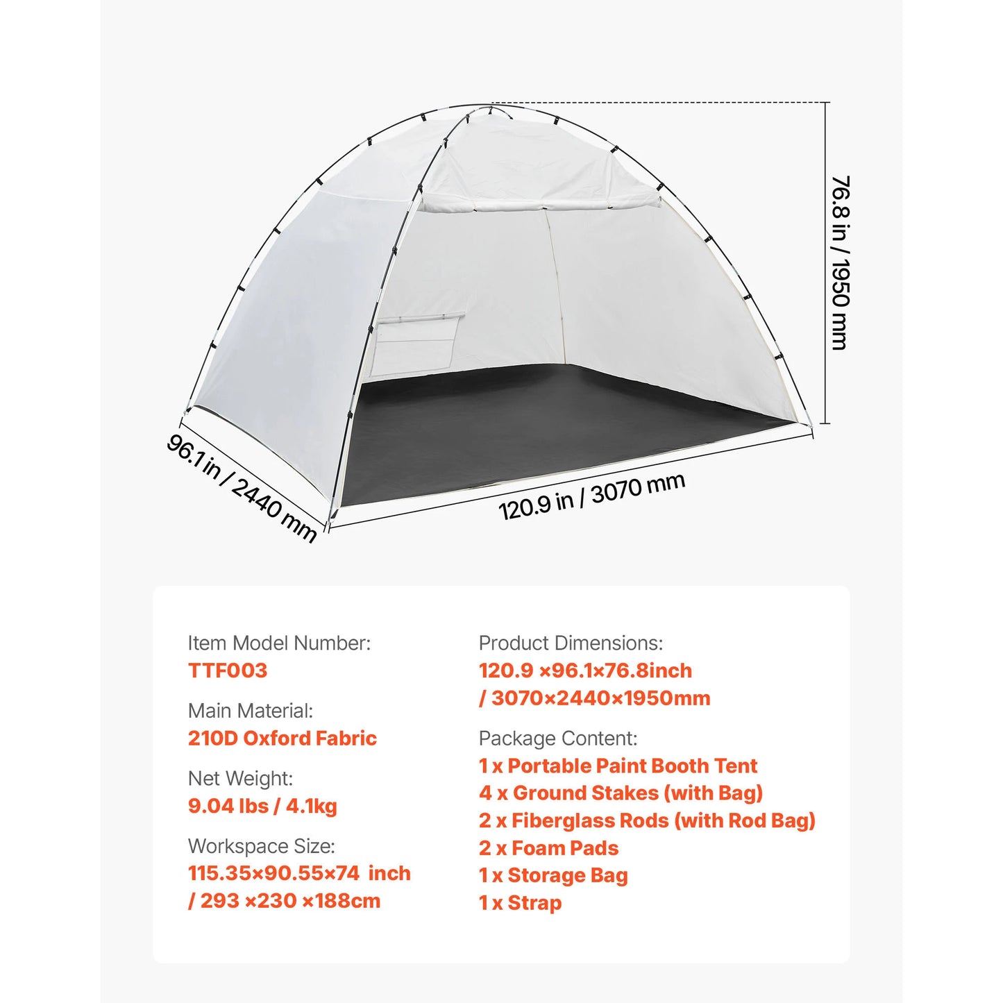 Portable Paint Booth Tent Painting Tent Station Spray Shelter w Built-in Floor Large Space Oxford Spray Painting Tents