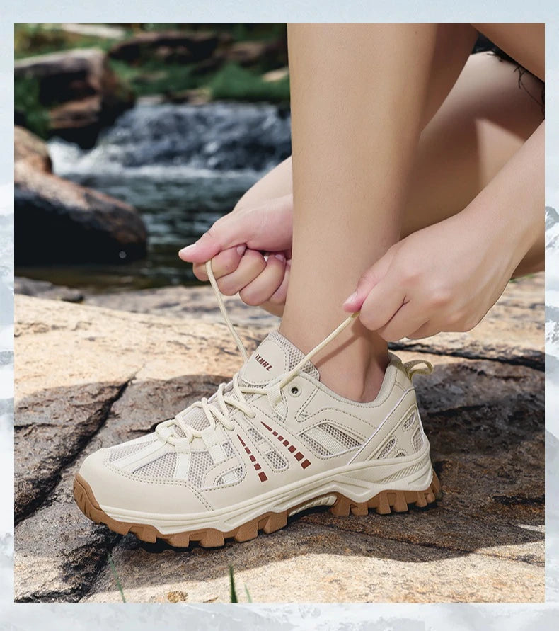 Hiking Shoes Women Shock-absorbing Lace-up Outdoor Low-top Men Shoes Comfortable Flat Breathable Casual Sneakers Men