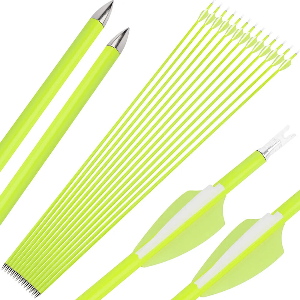 Mixed Carbon Arrows 12pcs 30/31 Inch Spine1500 ID4.2mm with 2 Inch Vanes for Compound Recurve Longbow Outdoor Practice Hunting Shootingl