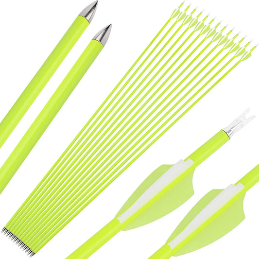 Mixed Carbon Arrows 12pcs 30/31 Inch Spine1500 ID4.2mm with 2 Inch Vanes for Compound Recurve Longbow Outdoor Practice Hunting Shootingl