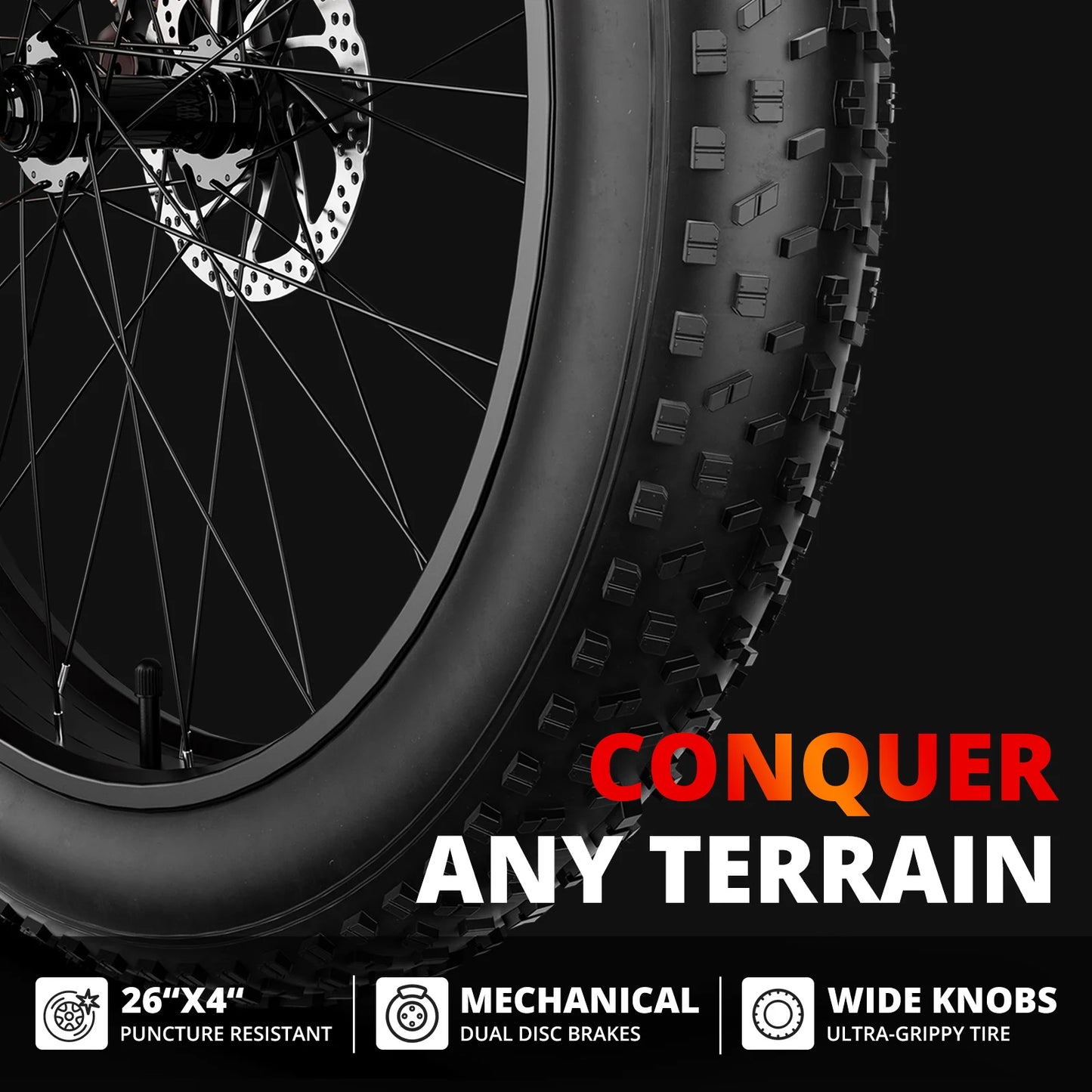 Electric Bike EB26 Adults Electric Bicycle Peak 1500W 48V 15AH e bike 26" Fat Tire Mountain Bike 31mph  Electric Dirt Bike