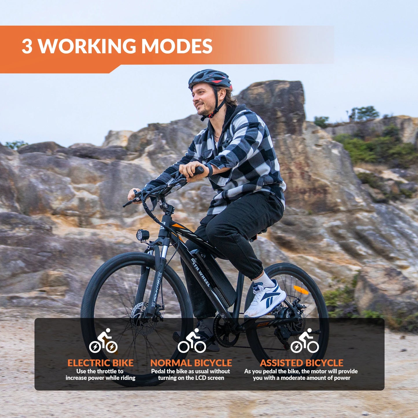 AB17 Electric Bike, 700W Peak Motor, 23 Mph Max Speed, Color LCD Display, Front Suspension