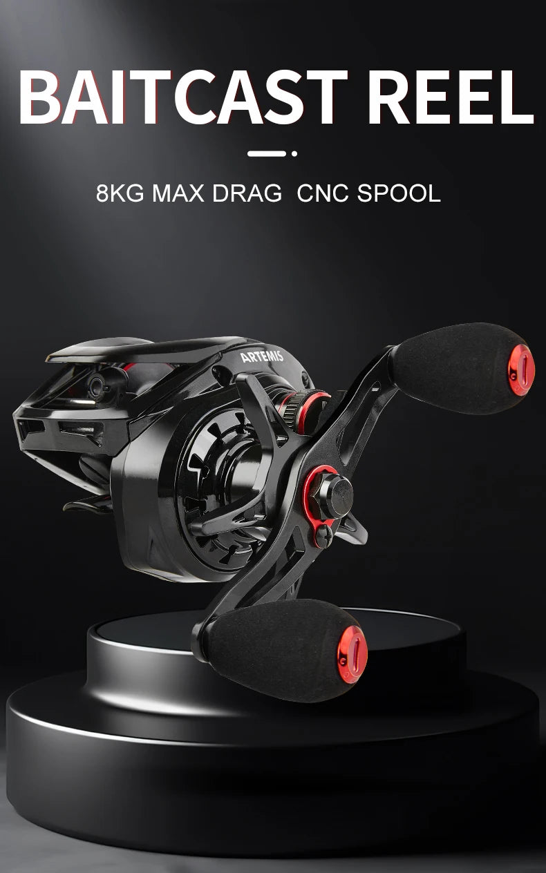 Baitcasting Reel 7.2:1 High Speed Gear Ratio CNC Spool 8KG Max Drag Magnetic Brake System Baitcaster Fishing Reels for Freshwater Saltwater Multiple Fish Species