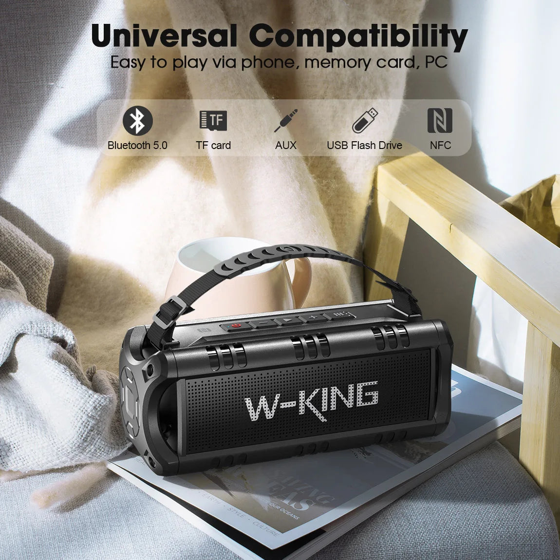 D8mini-1 Bluetooth Speaker, 30W Portable Wireless Loud Speakers, IPX6 Waterproof Outdoor Speaker, 24H Playtime, EQ, AUX, TF Card