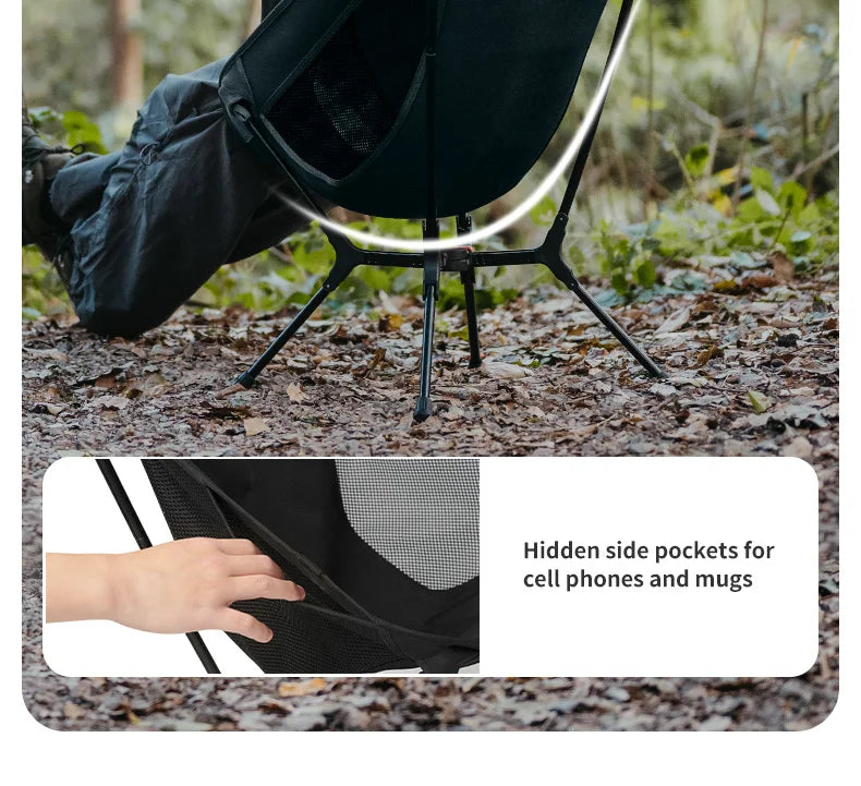 Ultralight Folding Camping Chair Aluminum Alloy Fishing Chair 200kg Load Portable Compact Backpacking Hiking Chair
