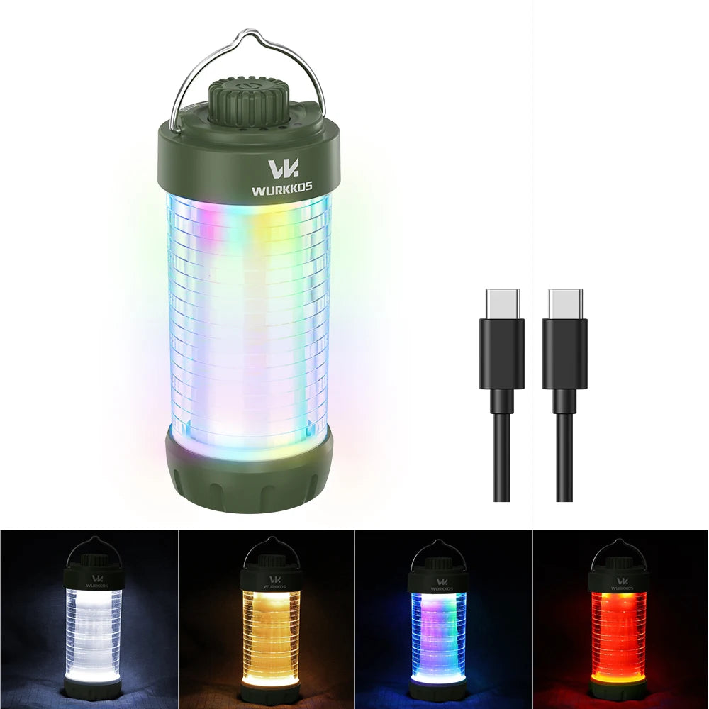 Camping Lantern 550LM Rechargeable LED Flashlight Waterproof EDC Work Light RGB Torch Power Bank Mini Magnetic Lamp