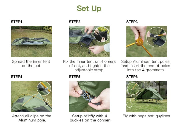 Camping Cot Tent Waterproof 1-Person Off-Ground Combo Cot Bed