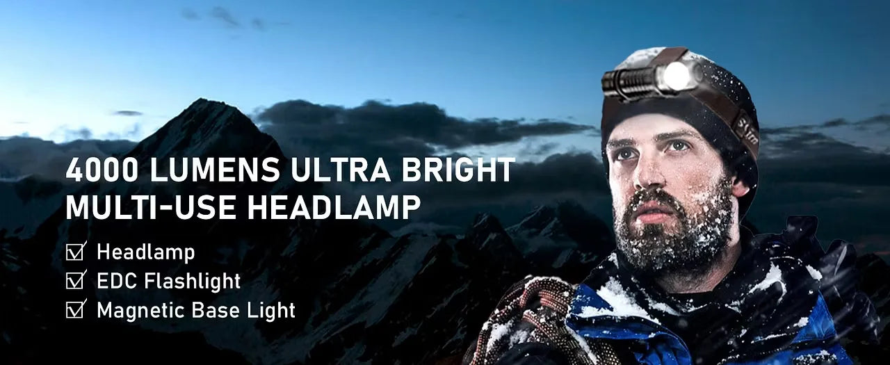HS41 Headlamp 4000lm 21700 USB C Rechargeable with SST20 LED Torch Indicator with Magnetic Tail Flashlight
