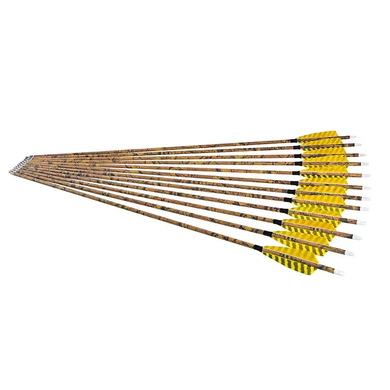 Carbon Arrows 30 Inch Spine 500 Mixed Carbon Shaft ID6.2mm Shield-Shaped Turkey Feathers for Hunting Target Shooting Practice