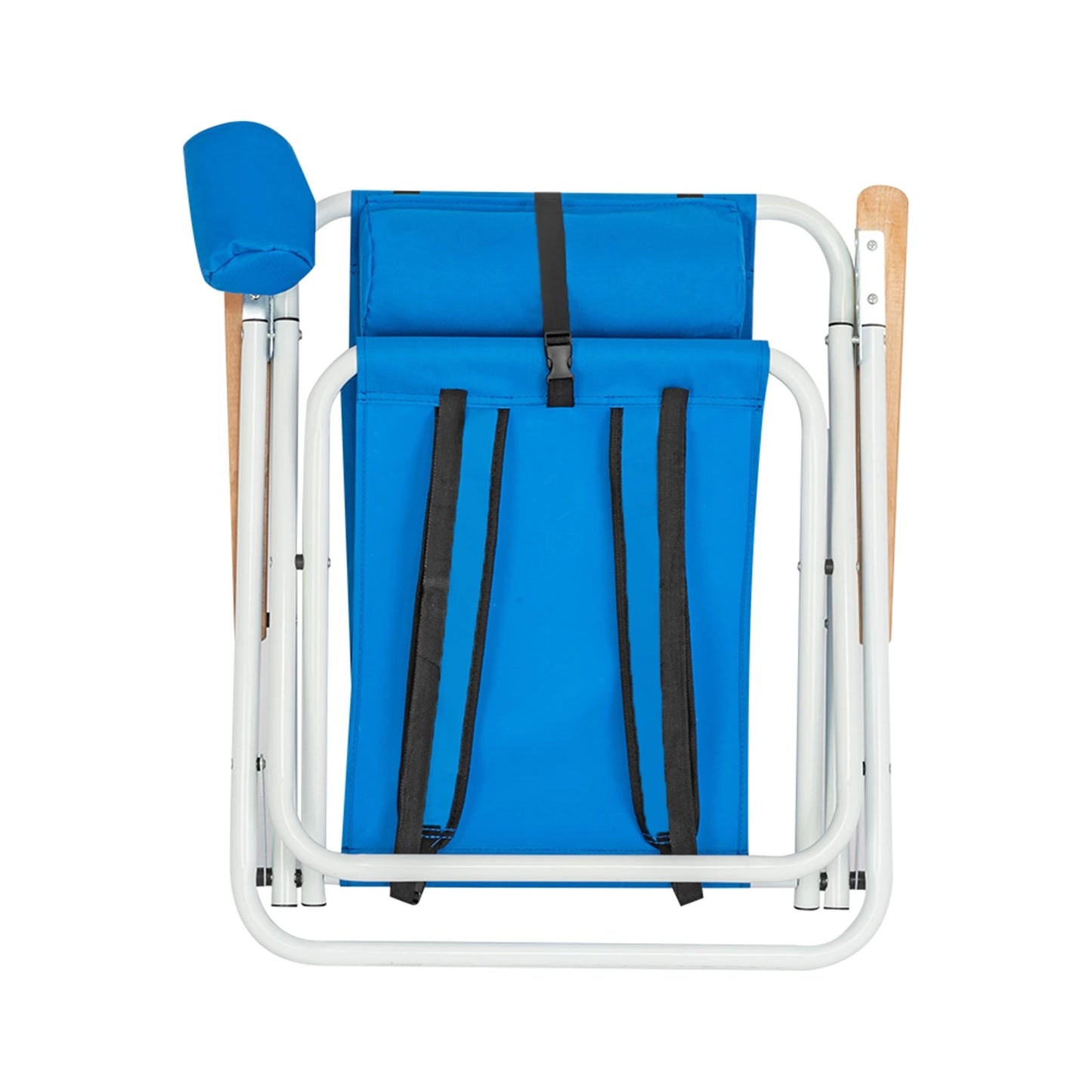 Portable High Strength Beach Chair with Adjustable Headrest Foldable Outdoor Camping Chair 600D Fabric Cup Holder Heavy Blue