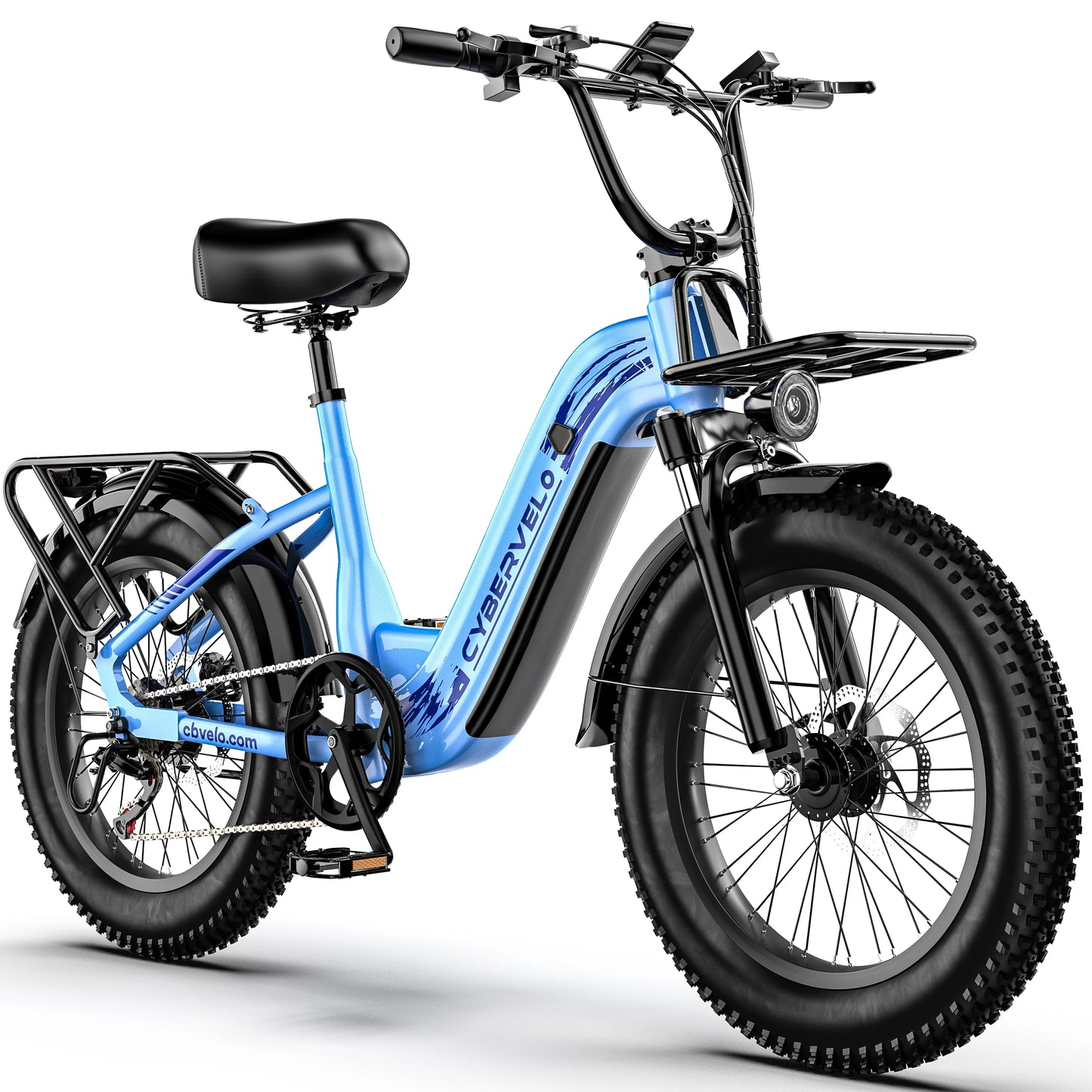 1000W Peak Step-Thru Electric Bike for Adults 20" Fat Tire 7-Speed Commuter E-Bike Up to 80 Miles Long Range 48V 20Ah Removable Battery EK12 EK8