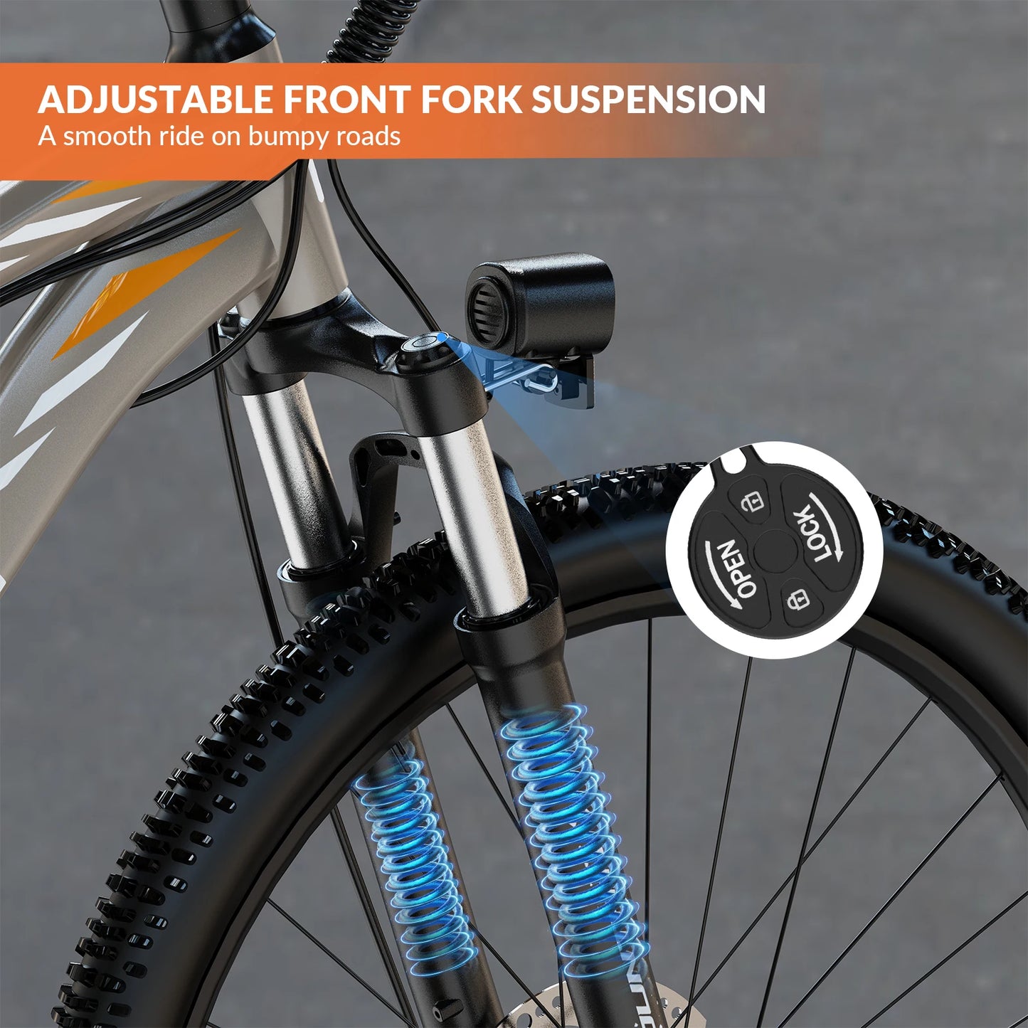 AB17 Electric Bike, 700W Peak Motor, 23 Mph Max Speed, Color LCD Display, Front Suspension