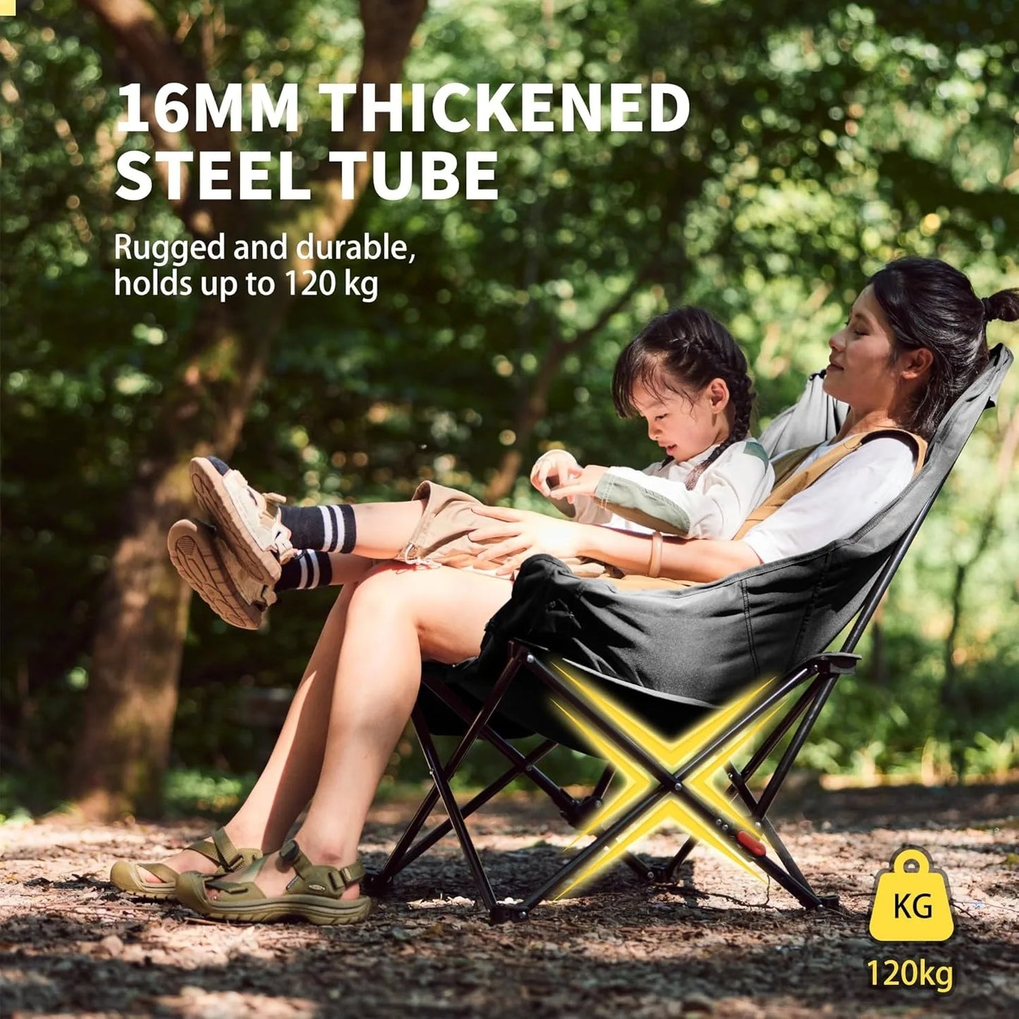 Recliner Outdoor Folding High Back Moon Chair 2-Position Adjustable Portable Camping Chair for Relaxing Foldable Leisure Travel Furniture Picnic