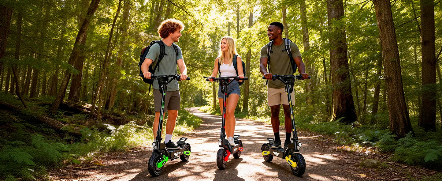 1200W Off Road Electric Scooter for Adults 48V Long Range E-Scooter 30MPH Fast Speed 11" Tubeless Tire Foldable Kick Scooter