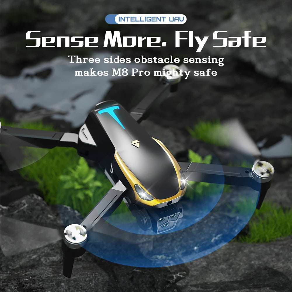 PRO Brushless Motor Drone with 2 Battreys, Intelligent Obstacle Avoidance, Optical Flow,  360-degree rolling, HD Camera