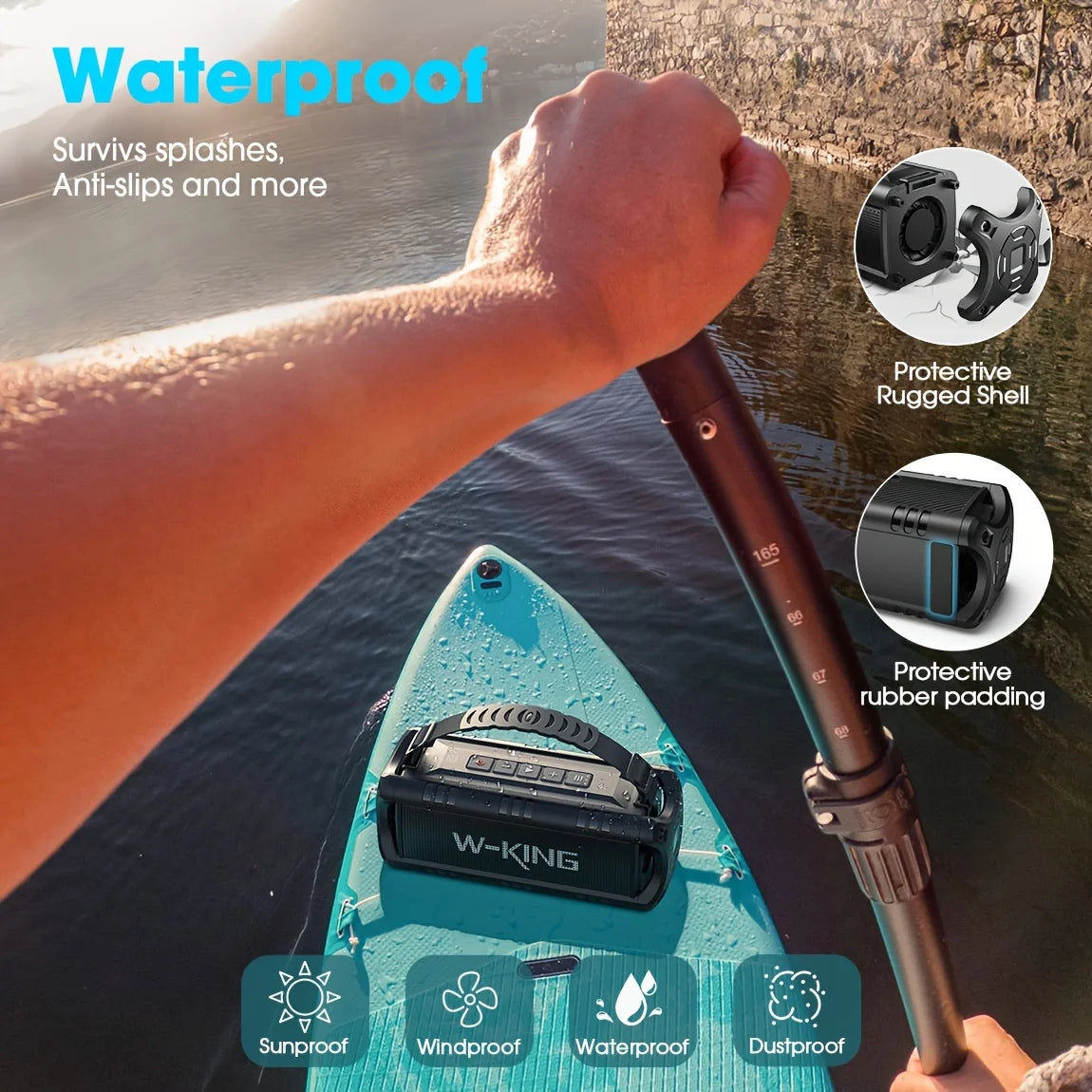 D8mini-1 Bluetooth Speaker, 30W Portable Wireless Loud Speakers, IPX6 Waterproof Outdoor Speaker, 24H Playtime, EQ, AUX, TF Card
