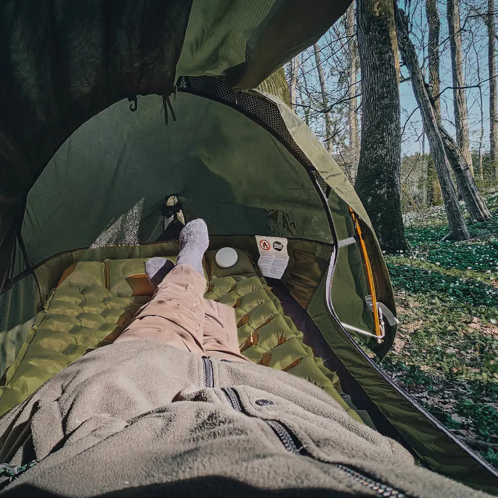 Flat Lay Hammock Tent with Mosquito Net Waterproof Rainfly Storage Room