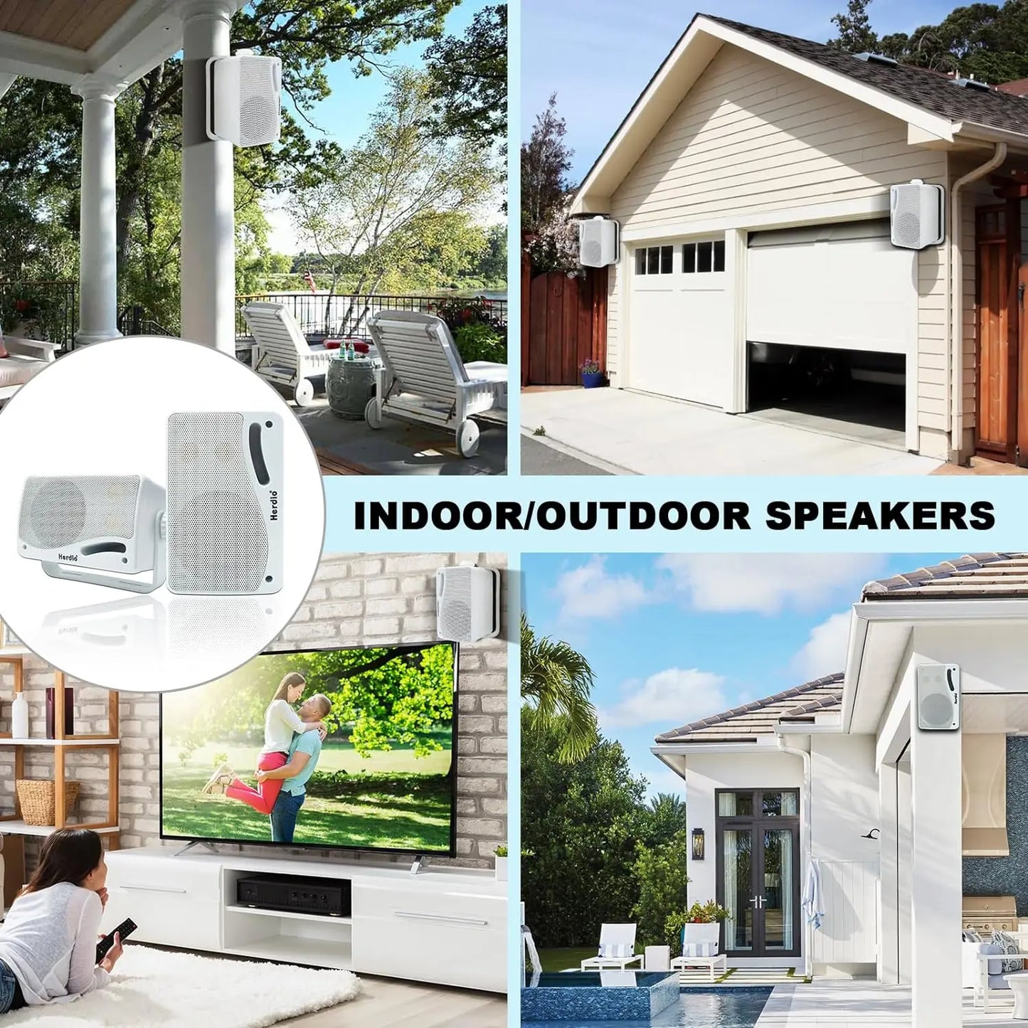3.5'' 2PCS Passive Outdoor Speakers Wired Waterproof 200W 3 Way Premium Mountable Wall Mount Speakers With Superior Sound