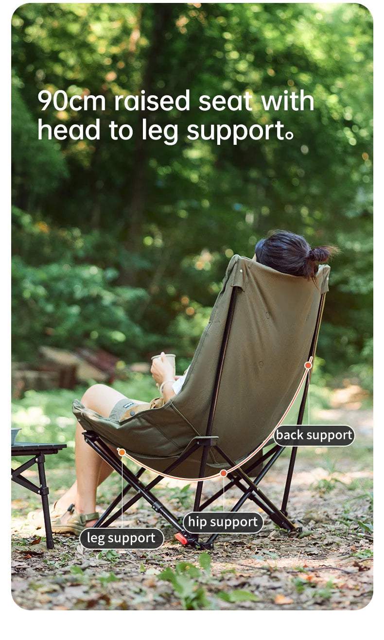 High Back Moon Chair Camping Outdoor Fishing Folding Adjustable Lounge Chair Portable Picnic Garden Leisure Seat