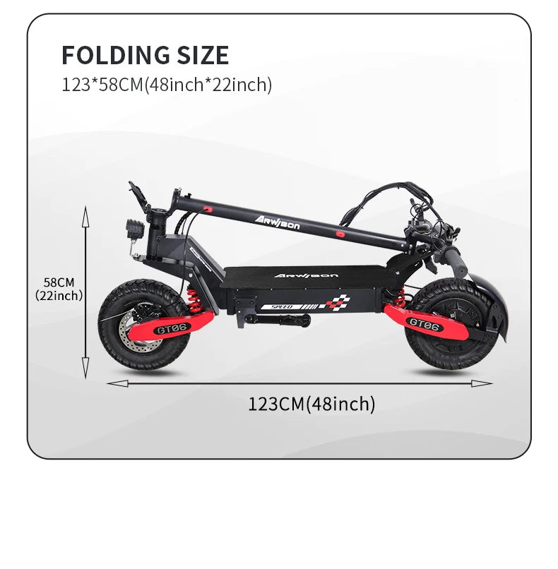 1200W Motor Electric Scooter 48V13/23.4AH Speed up to 25MPH 11 Inch Off-Road Tires Foldable Adult E-Scooter