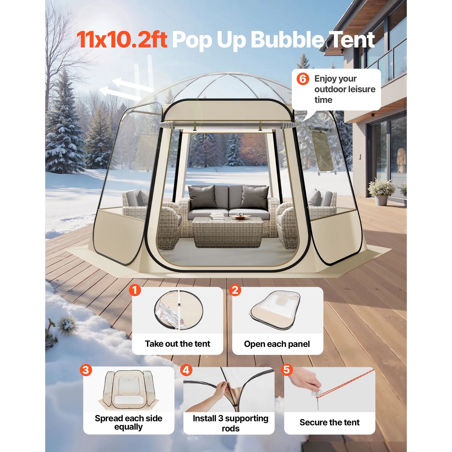 Pop up Bubble Tent Waterproof & UV-Resistant Clear Camping Tent Shelter Outdoor Garden Dome Igloo Tents with Windows