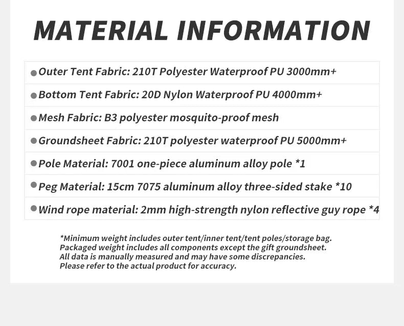 2 Person Backpacking Tent 210T Ultralight Travel Tent Waterproof Hiking Survival Outdoor Camping Tent