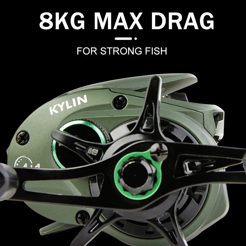 Baitcasting Fishing Reel 7.2:1 High Gear Ratio CNC Machined Spool, 8KG Max Drag Power Smooth Casting Baitcaster Reel for Freshwater Saltwater Bass Trout Fishing