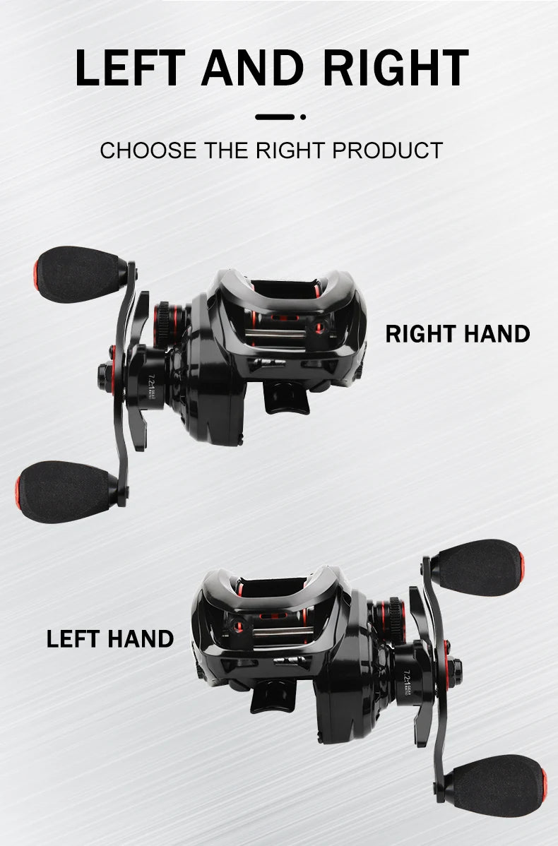 Baitcasting Reel 7.2:1 High Speed Gear Ratio CNC Spool 8KG Max Drag Magnetic Brake System Baitcaster Fishing Reels for Freshwater Saltwater Multiple Fish Species