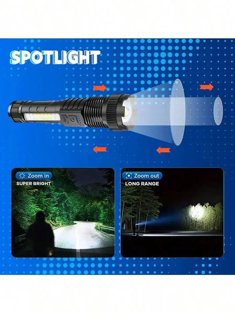 2PCS Tactical Flashlight 2500 Lumens - USB C Rechargeable, 7 Modes Super Bright LED Flashlight For Camping, Hiking