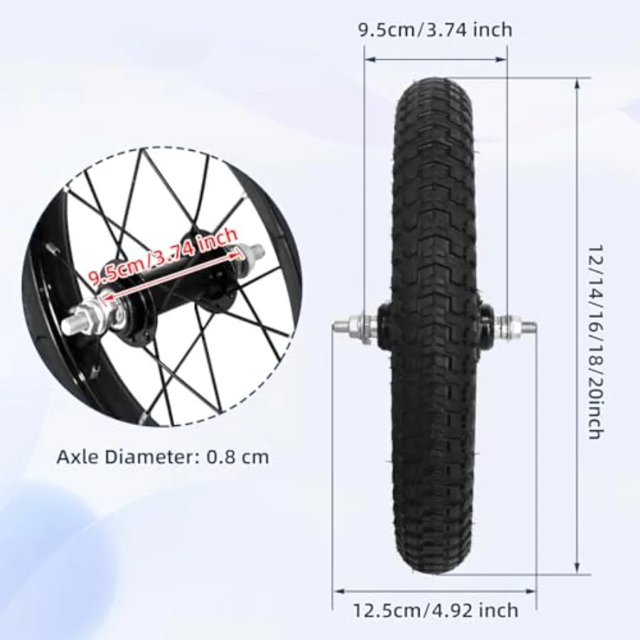 20 Inch Kids Bike Front Wheels Replacement with Solid Air Rubber Tire and Inner Tube, Bicycle Bike Wheels Don't Fit with Huffy Bike(13 Inch Wrench Included)