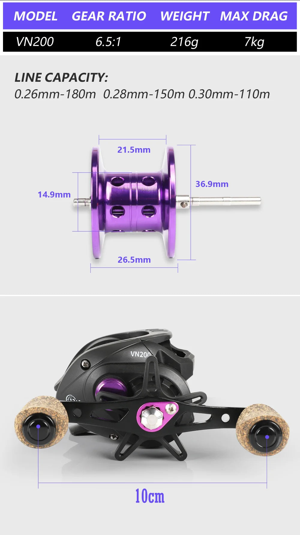 Baitcasting Reel 7KG Max Drag 6.5:1 Gear Ratio Ultra-smooth 12+1BB Professional Baitcaster Fishing Reels for Freshwater Saltwater Bass Trout Fishing