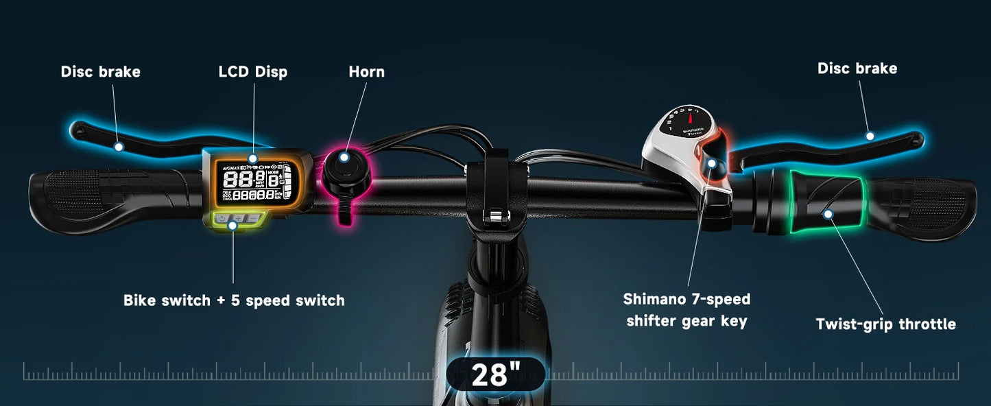 1000W Peak Electric Bike for Adults Foldable 28+MPH 80Miles Removable Battery Fat Tire Off-road E-bike EK4 EK5 Mars700