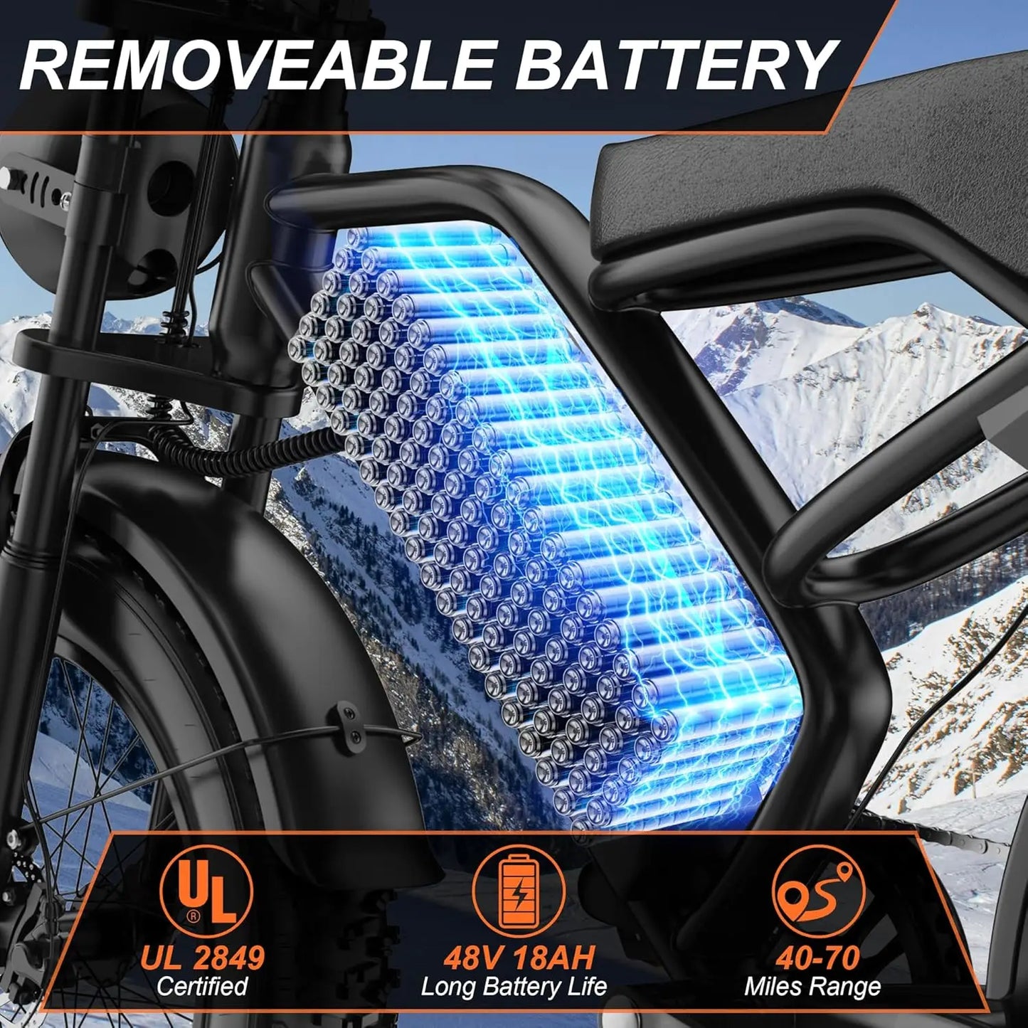 AW2PROElectric Bike 1500W 20" Fat Tire 31mph Top Speed 70 Miles Range for Road Sand Mountain Snow Electric Motorcycle