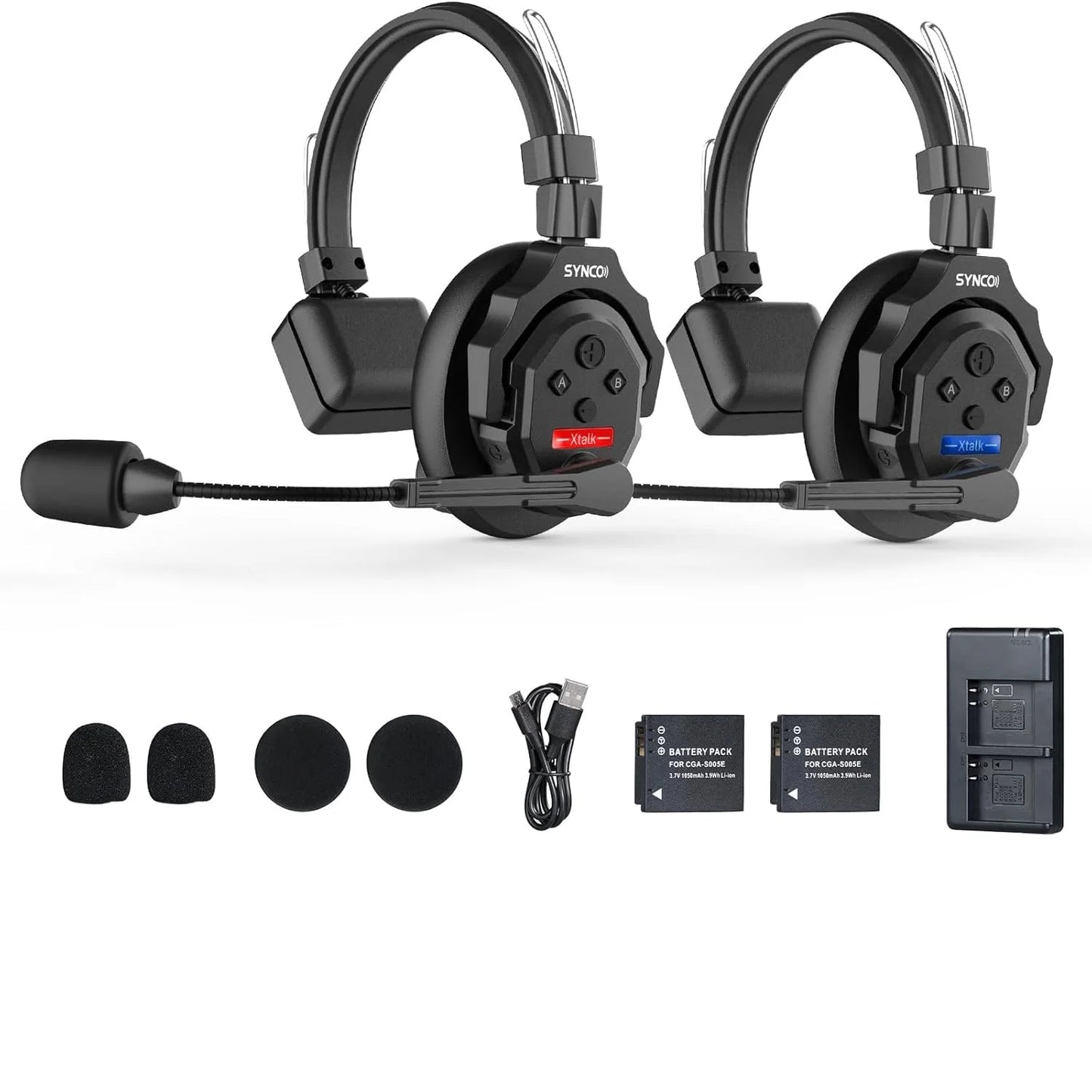 XTALK X2 X5 2.4G Wireless Intercom Headset System 2-Person 350M 1148FT 24H Working Time Noise Reduction for Video Shooting