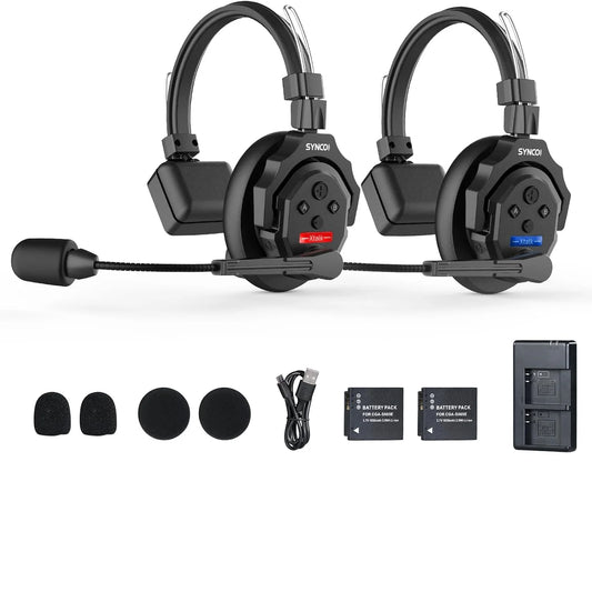 XTALK X2 X5 2.4G Wireless Intercom Headset System 2-Person 350M 1148FT 24H Working Time Noise Reduction for Video Shooting