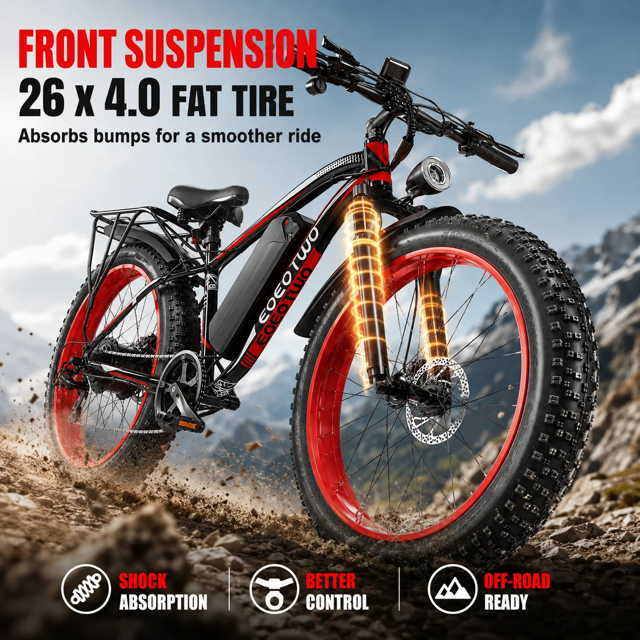 1500W Fat Tire Electric Bike for Adults 26"x4.0 All Terrain Ebike 34MPH Fast Mountain E-Bike 48V Long Range Snow Beach Bicycle