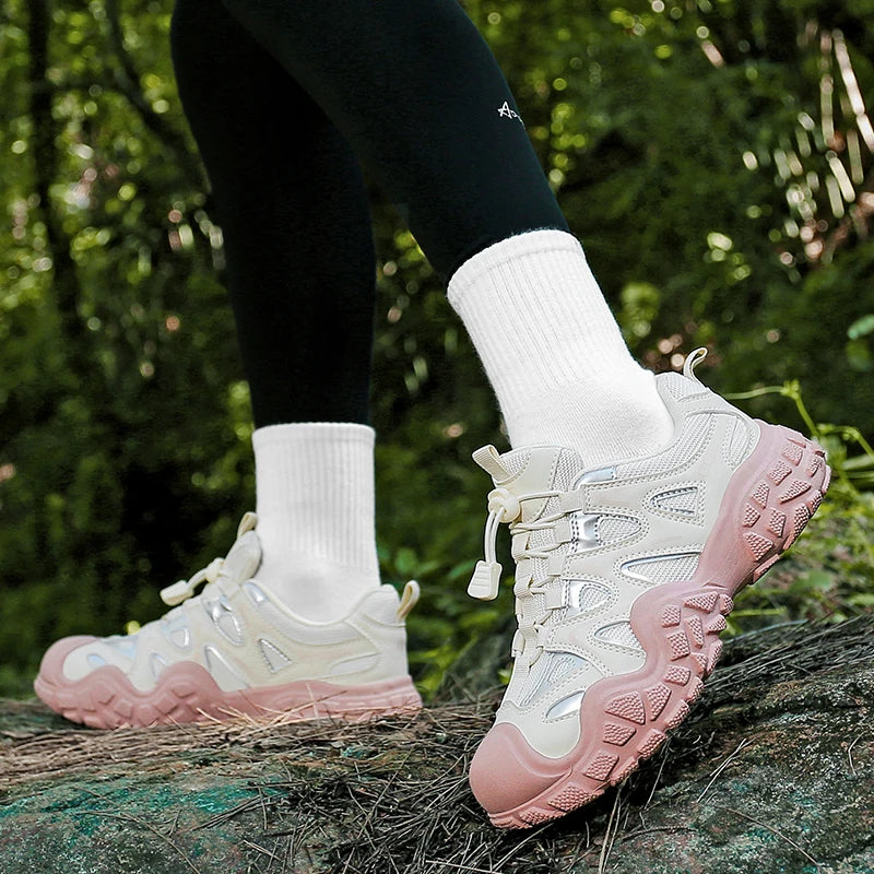 Hiking Shoes Women Anti-slip Low-top Outdoor Sports Shoes Women Lace-up Comfortable Soft Breathable Casual Sneakers Women Shoes