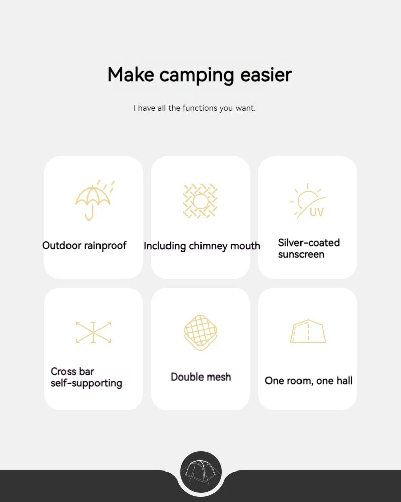 Dune 7.6 Camping Tent 2 People 4 Season Tent Ultralight PU2000mm Outdoor Travel iking Tent With Chimney Screen Window