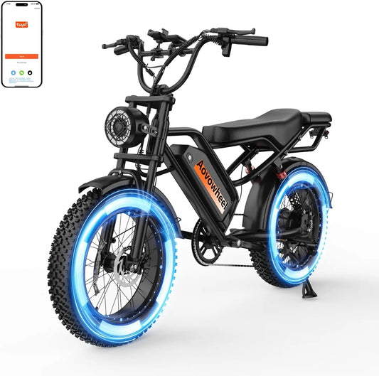 AW2PROElectric Bike 1500W 20" Fat Tire 31mph Top Speed 70 Miles Range for Road Sand Mountain Snow Electric Motorcycle