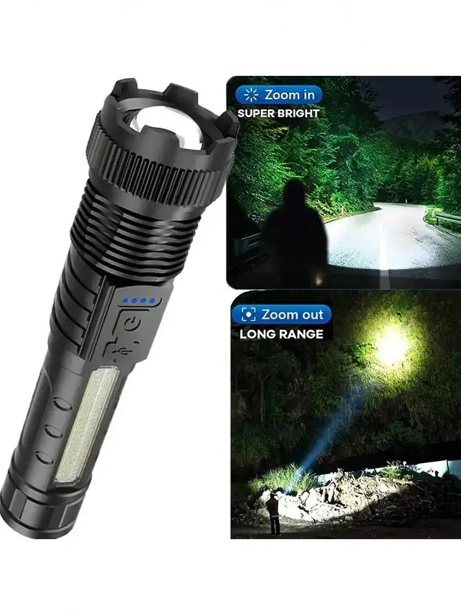 2PCS Tactical Flashlight 2500 Lumens - USB C Rechargeable, 7 Modes Super Bright LED Flashlight For Camping, Hiking