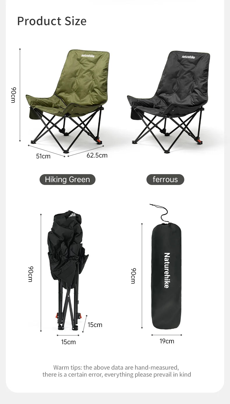 High Back Moon Chair Camping Outdoor Fishing Folding Adjustable Lounge Chair Portable Picnic Garden Leisure Seat