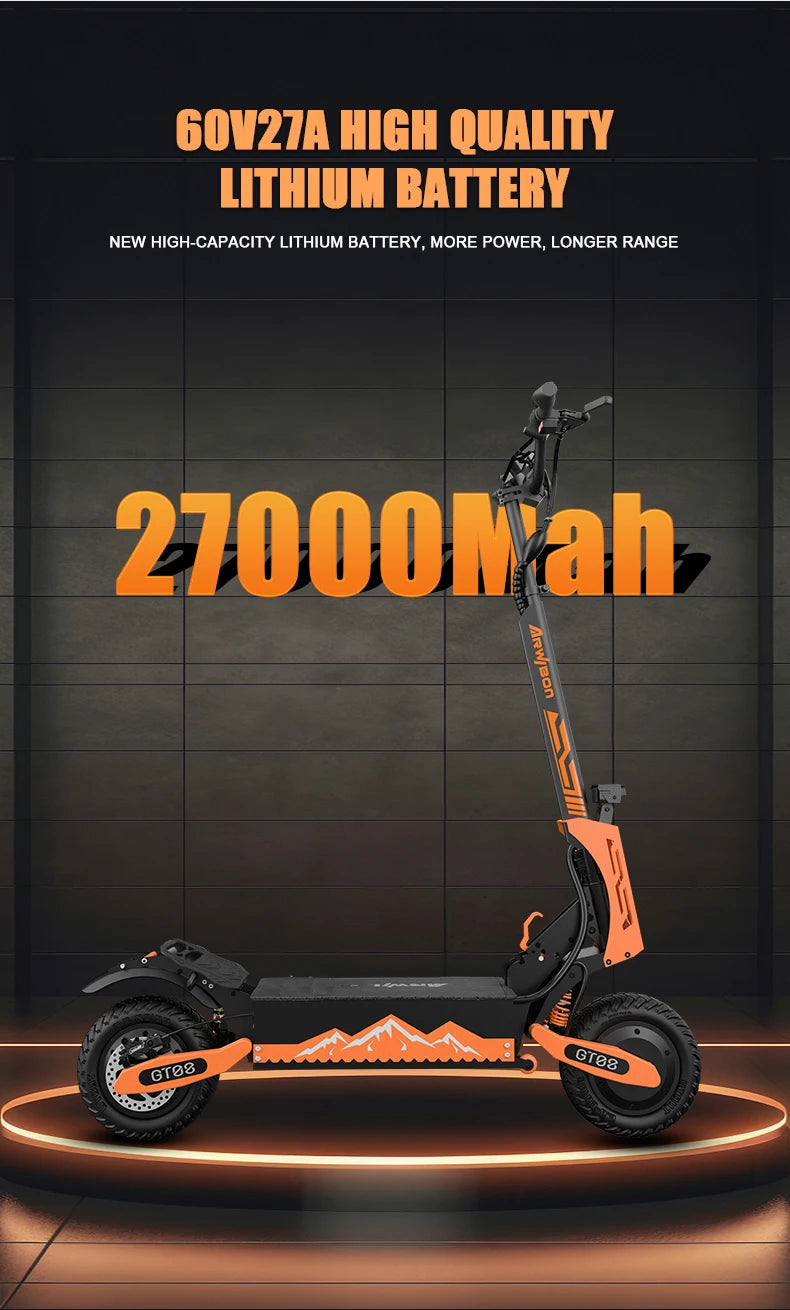 5600W Adult Electric Scooter Dual Motor Top Speed 46MPH,60V27AH, 11-inch Off-Road Tires Sport Folding eScooter