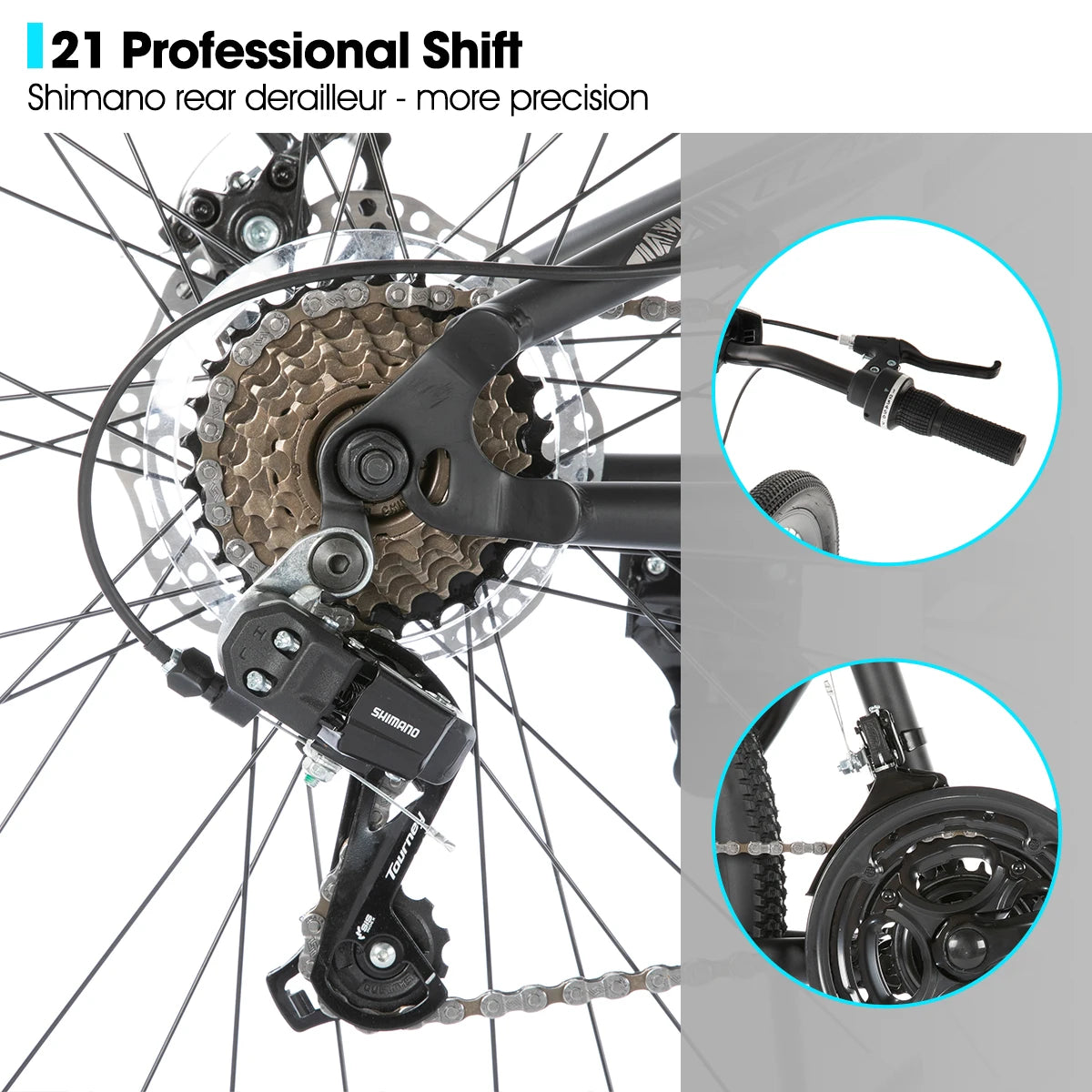 Full Suspension Mens Mountain Bike, 21 Speed, 26 Inch Wheel, Dual Disc Brake Bike for Men Womens Adult Bicycle