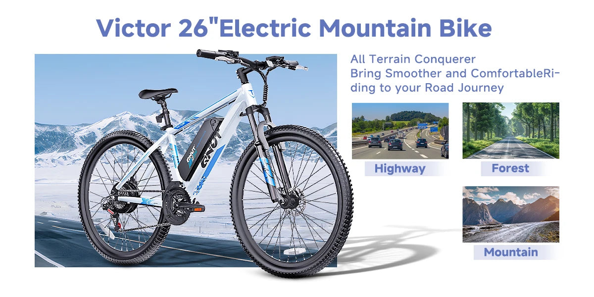 Victor3.0 Mountain Electric Bicycle 1000W 36V 10.4AH 26' Tire All-Terrain E-Bike Urban Off-Road Commuter Adult E-Bike