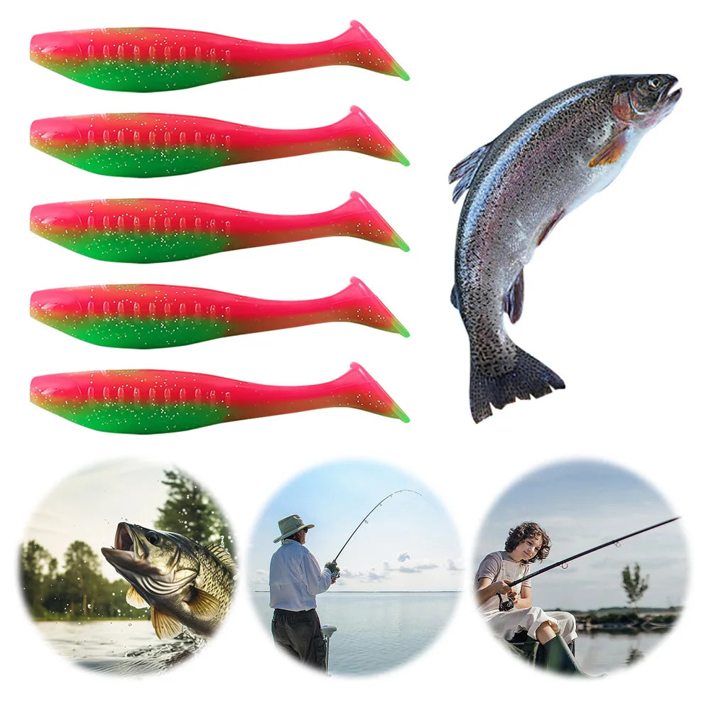 5Pcs Fishing Lures 10cm 9g T Tail Soft Lures Wobblers Artificial Baits Swimbait for Bass Fishing