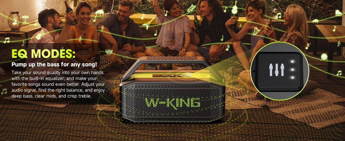 D9-1 Green Bluetooth Speaker, 100W Peak 60W HD IPX6 Portable Speaker Wireless Loud Waterproof Outdoor Party Large Boombox 2 Subwoofer/Ex-Large Passive Radiator-All Round Deep Bass/40H/PowerBank/TF/AUX/EQ