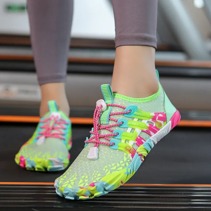 Women Quick Dry Water Shoes Breathable Barefoot Beach Aqua Shoes, Non Slip Five Fingers Swim Surfing Diving Footwear, Light Outdoor Hiking River Walking Wetsuit Sneakers