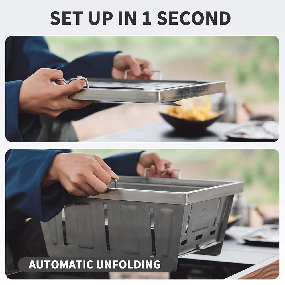 Camping Charcoal Grill for IGT Table Portable Folding Barbecue Grill with Tongs Outdoor Car Cooking BBQ Rack