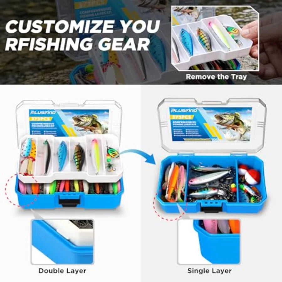 Fishing Gear - Telescopic Fishing and Reel Tackle Box, Collapsible Rod and Lures Box, Travel Fish Pole Starter Kit, Fishing Acc