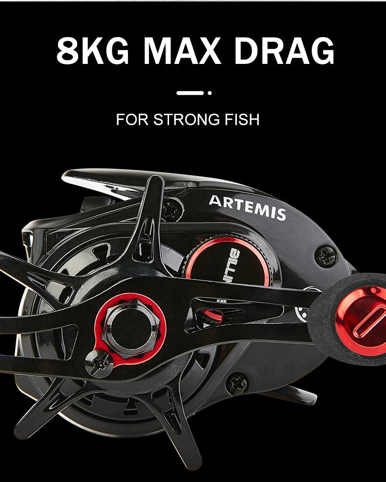 Baitcasting Reel 7.2:1 High Speed Gear Ratio CNC Spool 8KG Max Drag Magnetic Brake System Baitcaster Fishing Reels for Freshwater Saltwater Multiple Fish Species